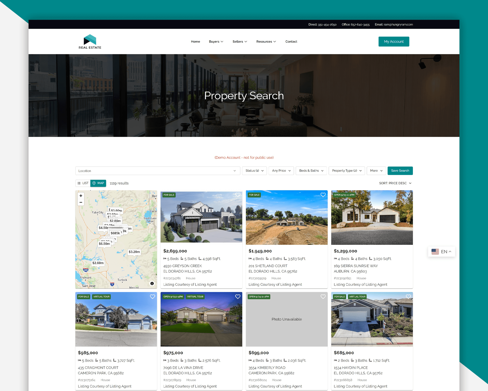 property search page real estate template website