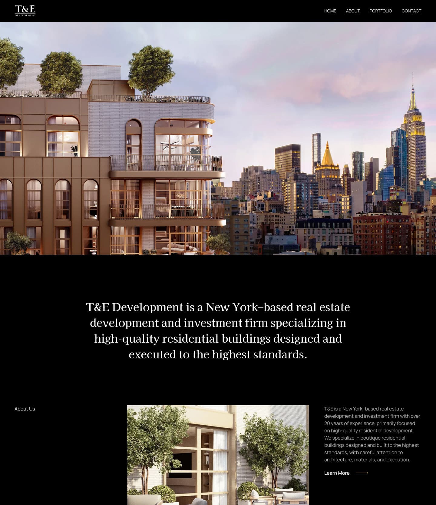 T&E Development website design preview
